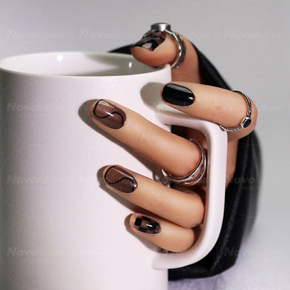 Navolution 24Pcs/Set DIY Manicure Wearable Fake Nails press on Detachable Finished Fingernails Ballet Square Head Almond Short