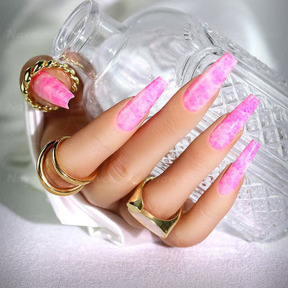 Navolution 24Pcs/Set DIY Manicure Wearable Fake Nails press on Detachable Finished Fingernails Ballet Square Head Almond Short