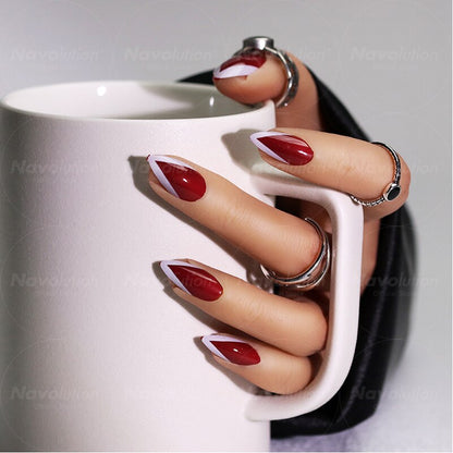 Navolution 24Pcs/Set DIY Manicure Wearable Fake Nails press on Detachable Finished Fingernails Ballet Square Head Almond Short