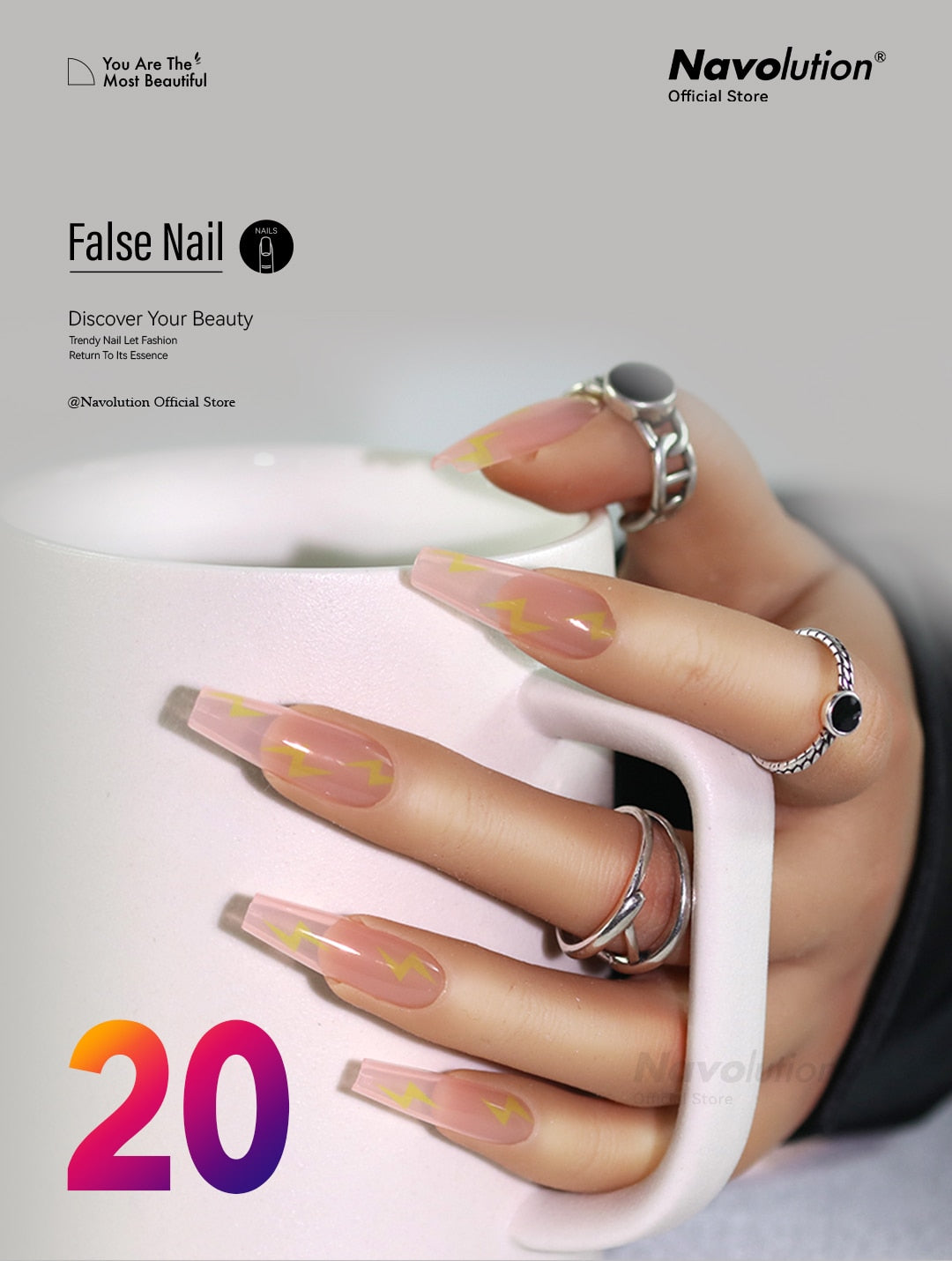 Navolution 24Pcs/Set DIY Manicure Wearable Fake Nails press on Detachable Finished Fingernails Ballet Square Head Almond Short