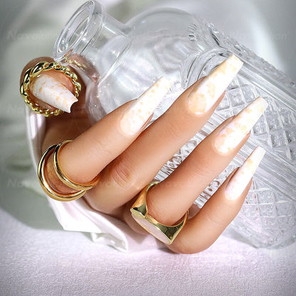 Navolution 24Pcs/Set DIY Manicure Wearable Fake Nails press on Detachable Finished Fingernails Ballet Square Head Almond Short