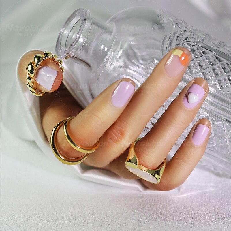 Navolution 24Pcs/Set DIY Manicure Wearable Fake Nails press on Detachable Finished Fingernails Ballet Square Head Almond Short