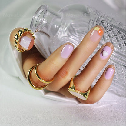Navolution 24Pcs/Set DIY Manicure Wearable Fake Nails press on Detachable Finished Fingernails Ballet Square Head Almond Short