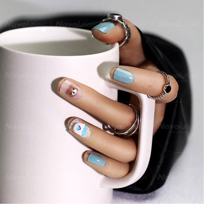 Navolution 24Pcs/Set DIY Manicure Wearable Fake Nails press on Detachable Finished Fingernails Ballet Square Head Almond Short
