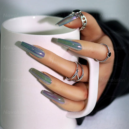 Navolution 24Pcs/Set DIY Manicure Wearable Fake Nails press on Detachable Finished Fingernails Ballet Square Head Almond Short
