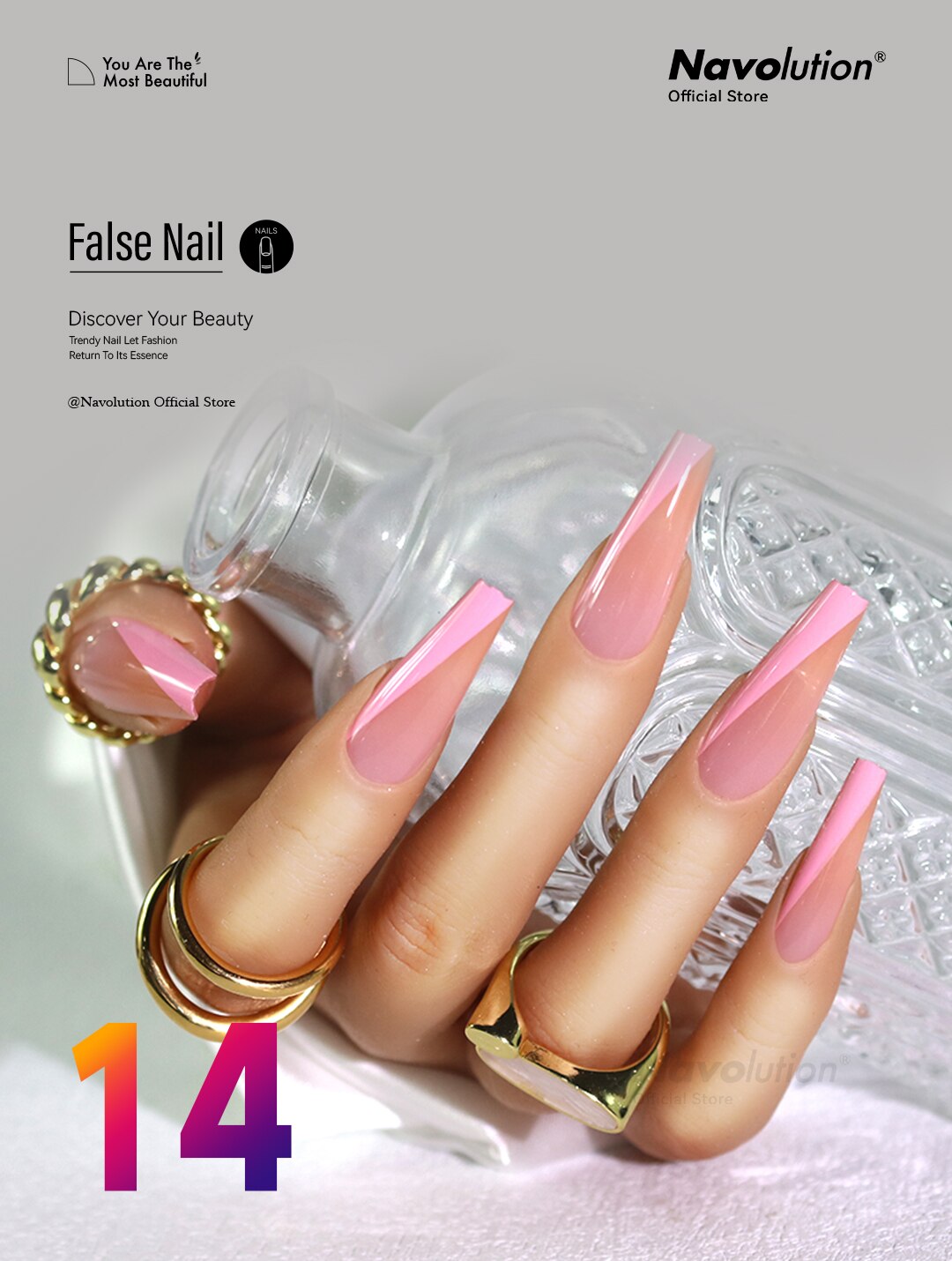Navolution 24Pcs/Set DIY Manicure Wearable Fake Nails press on Detachable Finished Fingernails Ballet Square Head Almond Short