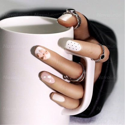 Navolution 24Pcs/Set DIY Manicure Wearable Fake Nails press on Detachable Finished Fingernails Ballet Square Head Almond Short