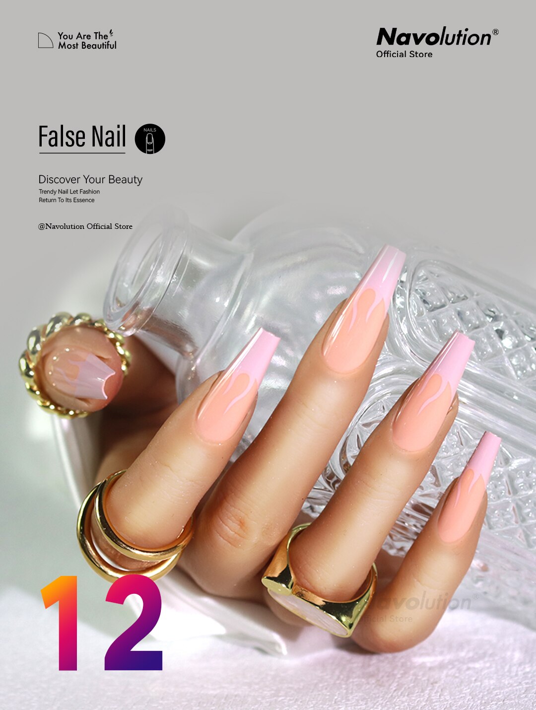Navolution 24Pcs/Set DIY Manicure Wearable Fake Nails press on Detachable Finished Fingernails Ballet Square Head Almond Short