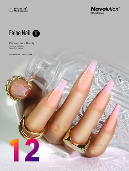 Navolution 24Pcs/Set DIY Manicure Wearable Fake Nails press on Detachable Finished Fingernails Ballet Square Head Almond Short