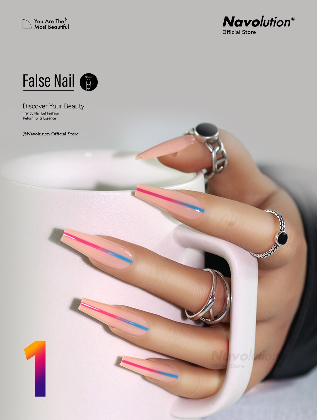 Navolution 24Pcs/Set DIY Manicure Wearable Fake Nails press on Detachable Finished Fingernails Ballet Square Head Almond Short