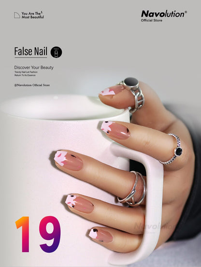 Navolution 24Pcs/Set DIY Manicure Wearable Fake Nails press on Detachable Finished Fingernails Ballet Square Head Almond Short