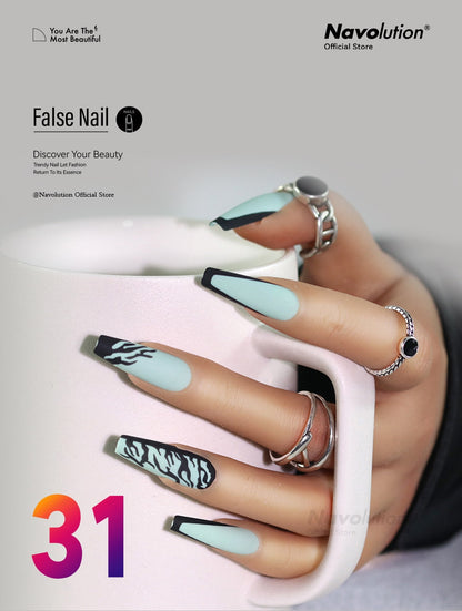 Navolution 24Pcs/Set DIY Manicure Wearable Fake Nails press on Detachable Finished Fingernails Ballet Square Head Almond Short