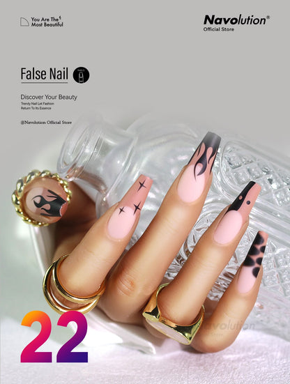 Navolution 24Pcs/Set DIY Manicure Wearable Fake Nails press on Detachable Finished Fingernails Ballet Square Head Almond Short