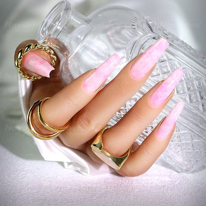 Navolution 24Pcs/Set DIY Manicure Wearable Fake Nails press on Detachable Finished Fingernails Ballet Square Head Almond Short