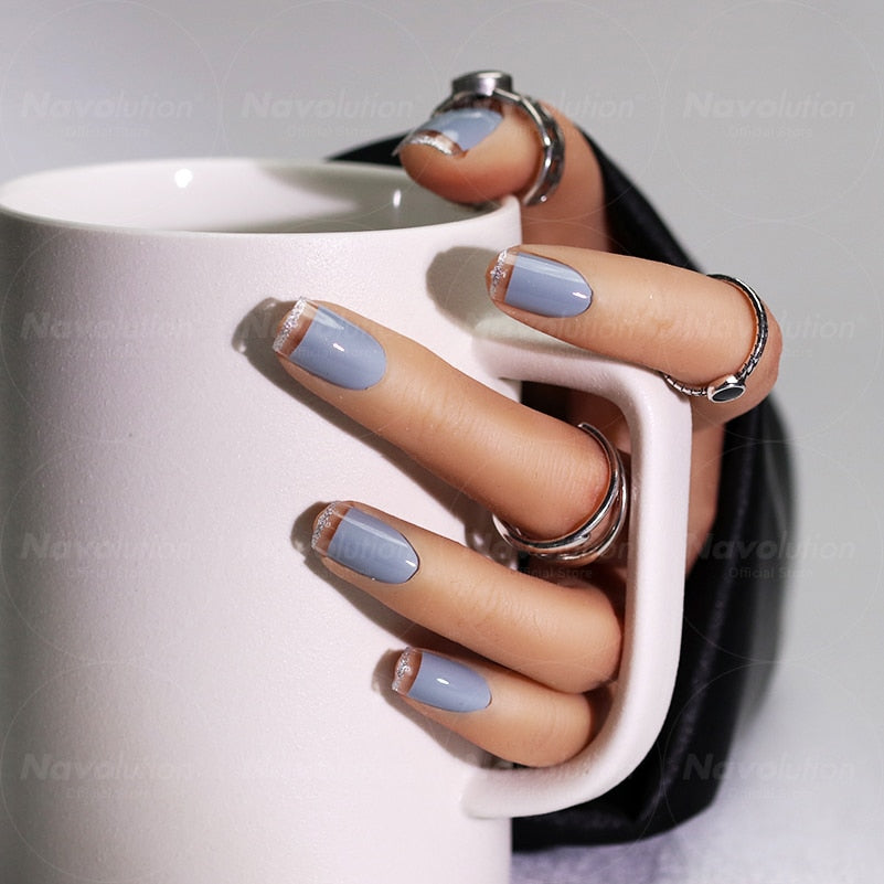 Navolution 24Pcs/Set DIY Manicure Wearable Fake Nails press on Detachable Finished Fingernails Ballet Square Head Almond Short
