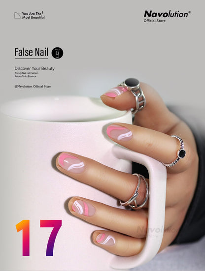 Navolution 24Pcs/Set DIY Manicure Wearable Fake Nails press on Detachable Finished Fingernails Ballet Square Head Almond Short