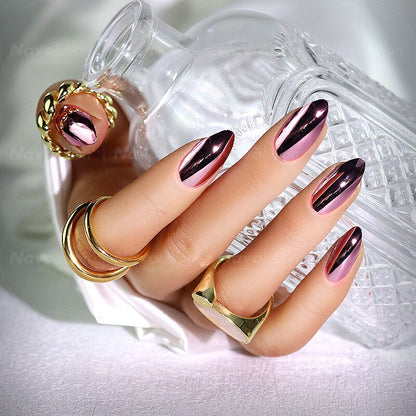 Navolution 24Pcs/Set DIY Manicure Wearable Fake Nails press on Detachable Finished Fingernails Ballet Square Head Almond Short