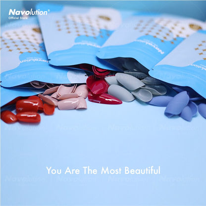 Navolution 24Pcs/Set DIY Manicure Wearable Fake Nails press on Detachable Finished Fingernails Ballet Square Head Almond Short