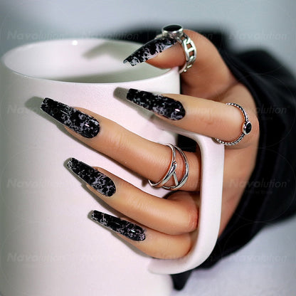 Navolution 24Pcs/Set DIY Manicure Wearable Fake Nails press on Detachable Finished Fingernails Ballet Square Head Almond Short