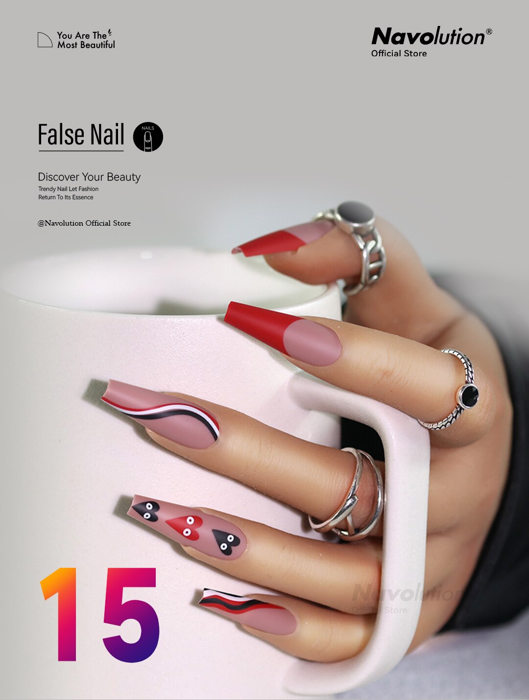 Navolution 24Pcs/Set DIY Manicure Wearable Fake Nails press on Detachable Finished Fingernails Ballet Square Head Almond Short
