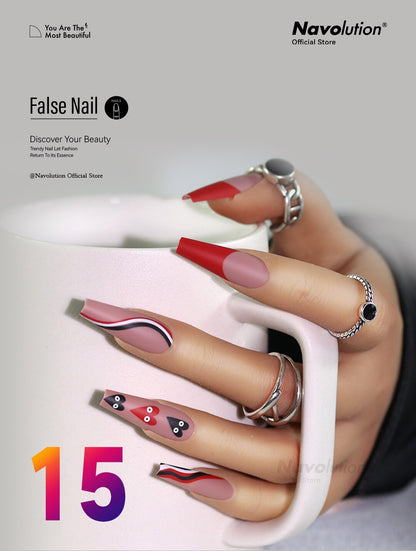 Navolution 24Pcs/Set DIY Manicure Wearable Fake Nails press on Detachable Finished Fingernails Ballet Square Head Almond Short