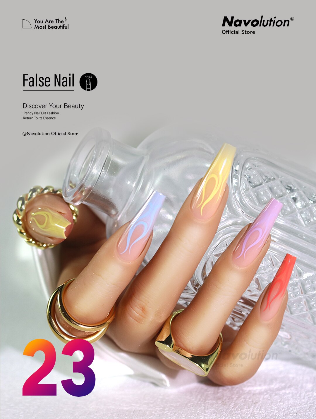 Navolution 24Pcs/Set DIY Manicure Wearable Fake Nails press on Detachable Finished Fingernails Ballet Square Head Almond Short