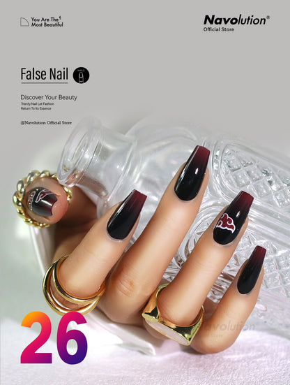 Navolution 24Pcs/Set DIY Manicure Wearable Fake Nails press on Detachable Finished Fingernails Ballet Square Head Almond Short