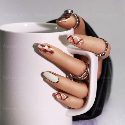 Navolution 24Pcs/Set DIY Manicure Wearable Fake Nails press on Detachable Finished Fingernails Ballet Square Head Almond Short