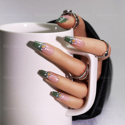 Navolution 24Pcs/Set DIY Manicure Wearable Fake Nails press on Detachable Finished Fingernails Ballet Square Head Almond Short