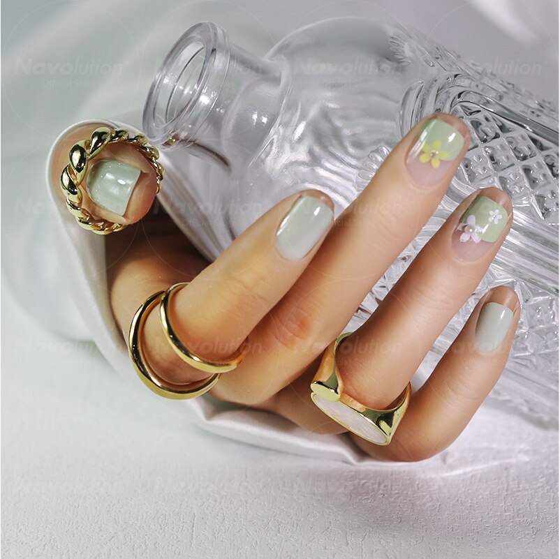 Navolution 24Pcs/Set DIY Manicure Wearable Fake Nails press on Detachable Finished Fingernails Ballet Square Head Almond Short