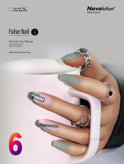 Navolution 24Pcs/Set DIY Manicure Wearable Fake Nails press on Detachable Finished Fingernails Ballet Square Head Almond Short