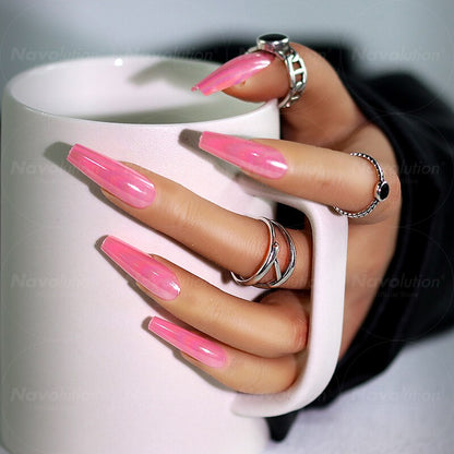 Navolution 24Pcs/Set DIY Manicure Wearable Fake Nails press on Detachable Finished Fingernails Ballet Square Head Almond Short