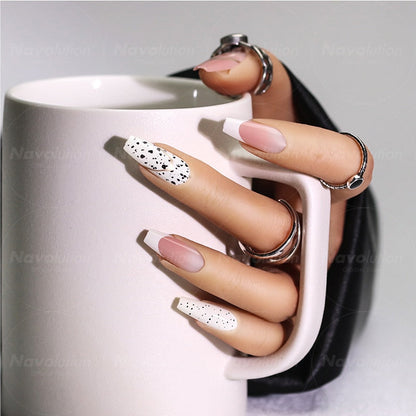 Navolution 24Pcs/Set DIY Manicure Wearable Fake Nails press on Detachable Finished Fingernails Ballet Square Head Almond Short