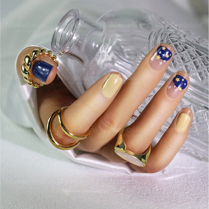 Navolution 24Pcs/Set DIY Manicure Wearable Fake Nails press on Detachable Finished Fingernails Ballet Square Head Almond Short