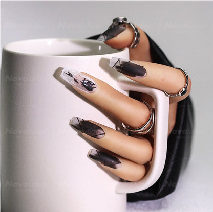 Navolution 24Pcs/Set DIY Manicure Wearable Fake Nails press on Detachable Finished Fingernails Ballet Square Head Almond Short