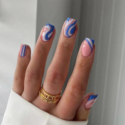 Purple Love Heart Leopard Print Wearable Nail Art Glossy Pink Fake Nails Finished False Nails Short Press on Nails with Glue