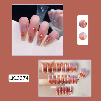Y2k Fake Black Nail Long Ballet Reusable Adhesive Acrylic Press on set Nails Dark Acrylic Artificial False Nails Arts Tips 24pcs