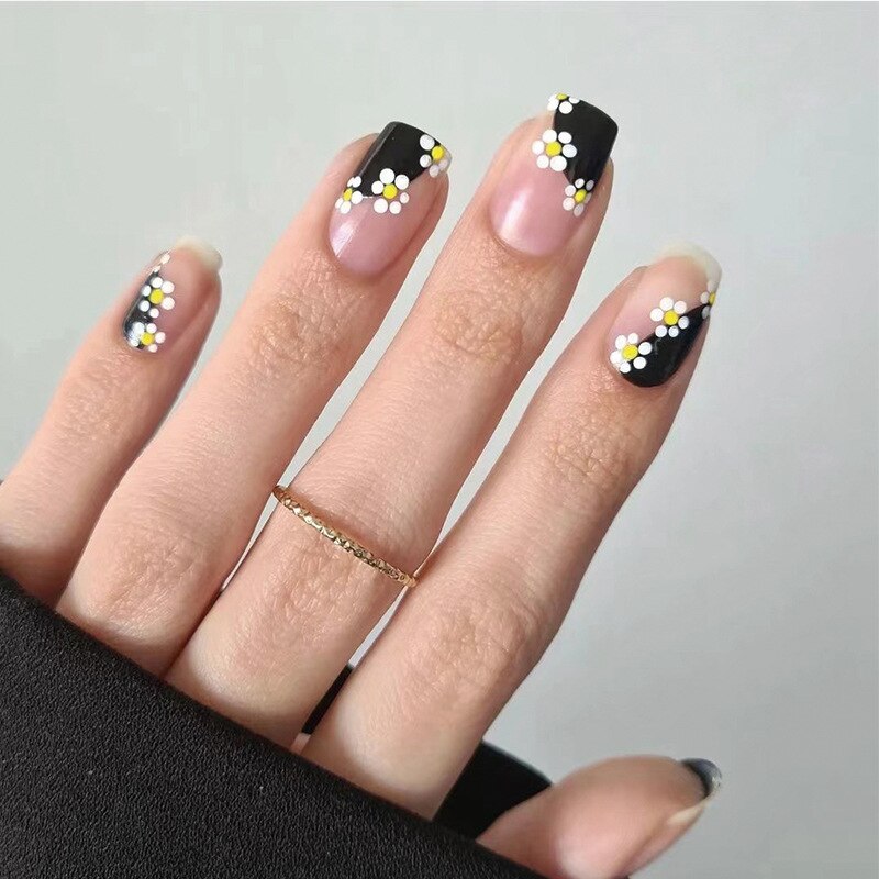 Purple Love Heart Leopard Print Wearable Nail Art Glossy Pink Fake Nails Finished False Nails Short Press on Nails with Glue