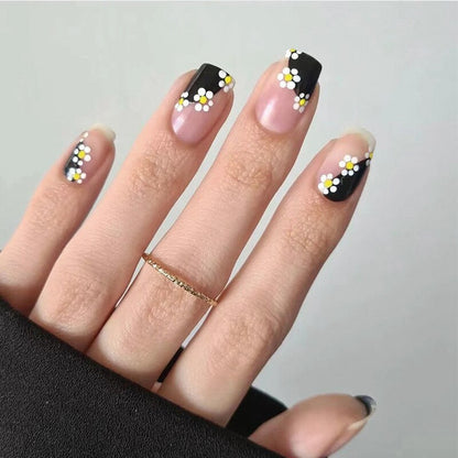 Purple Love Heart Leopard Print Wearable Nail Art Glossy Pink Fake Nails Finished False Nails Short Press on Nails with Glue