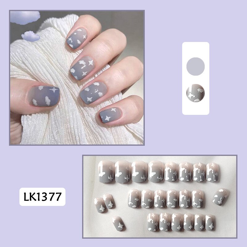 24pcs Lemon Short Wear Tips Nail False Patch Press on Nails Supplies for Professionals Artifical Fake Nails Faux Ongles Uñas