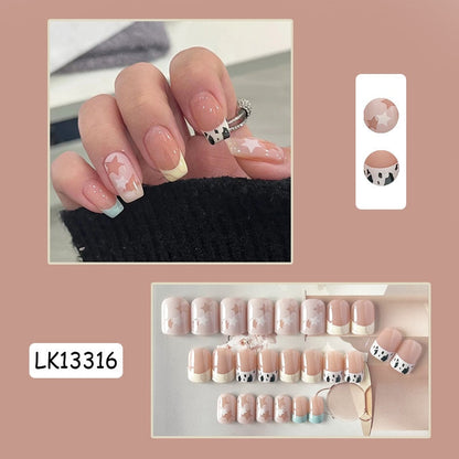 Y2k Fake Black Nail Long Ballet Reusable Adhesive Acrylic Press on set Nails Dark Acrylic Artificial False Nails Arts Tips 24pcs