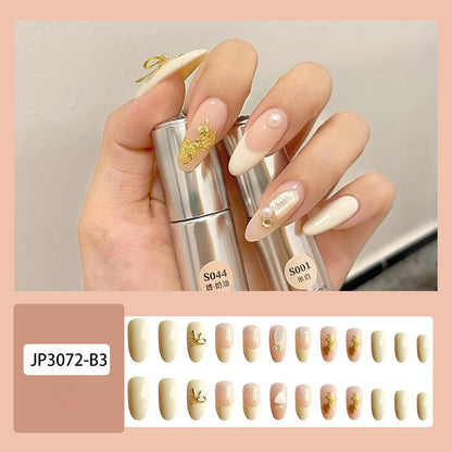 Sea Wave Carp Japanese Style Doodle False Nails Detachable Nude Pink Long Coffin Fake Nails with Glue Full Cover Press on Nails