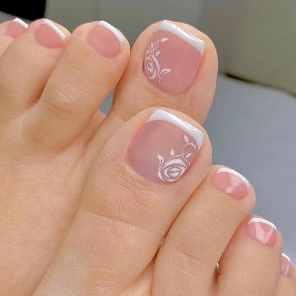 Press On Toenails 2024 Summer False Toenails For girls Cute Nail for Foot Artificial Nail tips Full Cover Nails feet False Nails
