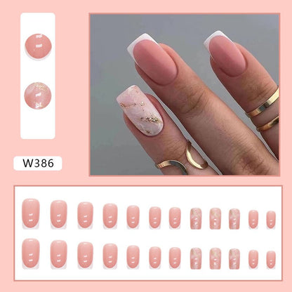 Reusable Adhesive Nail Short False Nails Press On Nails Tips Nails Fake Manicure With Glue Decorated False Nails