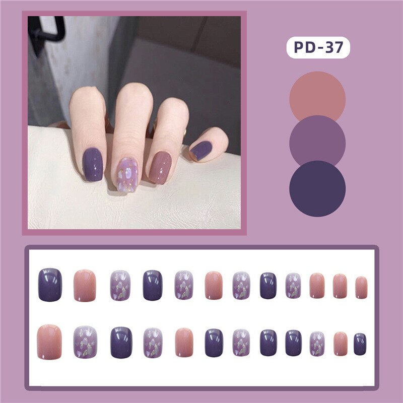 24pcs Lemon Short Wear Tips Nail False Patch Press on Nails Supplies for Professionals Artifical Fake Nails Faux Ongles Uñas