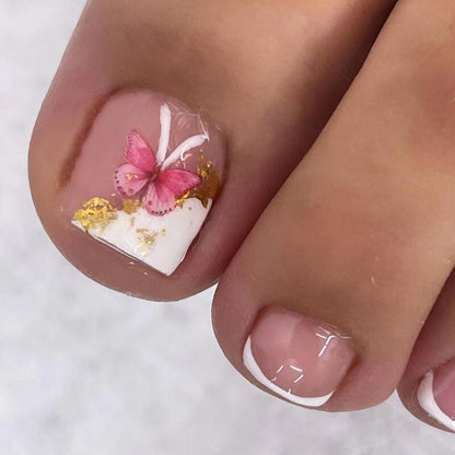 Press On Toenails 2024 Summer False Toenails For girls Cute Nail for Foot Artificial Nail tips Full Cover Nails feet False Nails