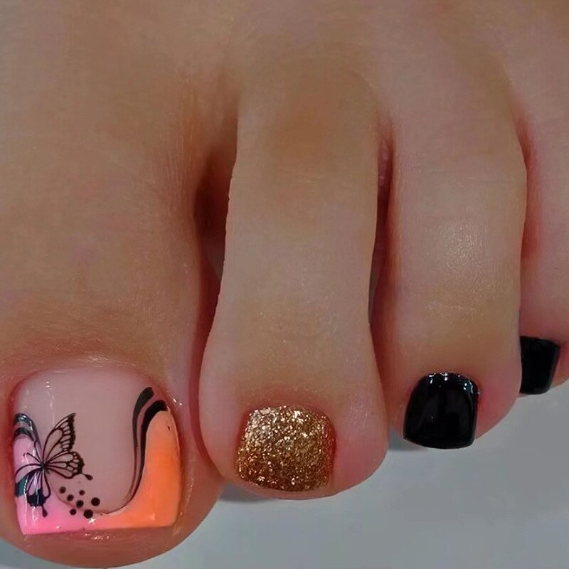 Press On Toenails 2024 Summer False Toenails For girls Cute Nail for Foot Artificial Nail tips Full Cover Nails feet False Nails