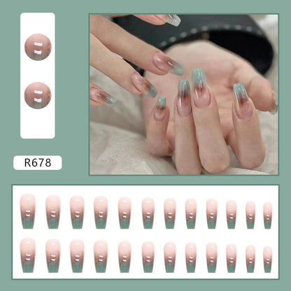 Y2k Fake Black Nail Long Ballet Reusable Adhesive Acrylic Press on set Nails Dark Acrylic Artificial False Nails Arts Tips 24pcs