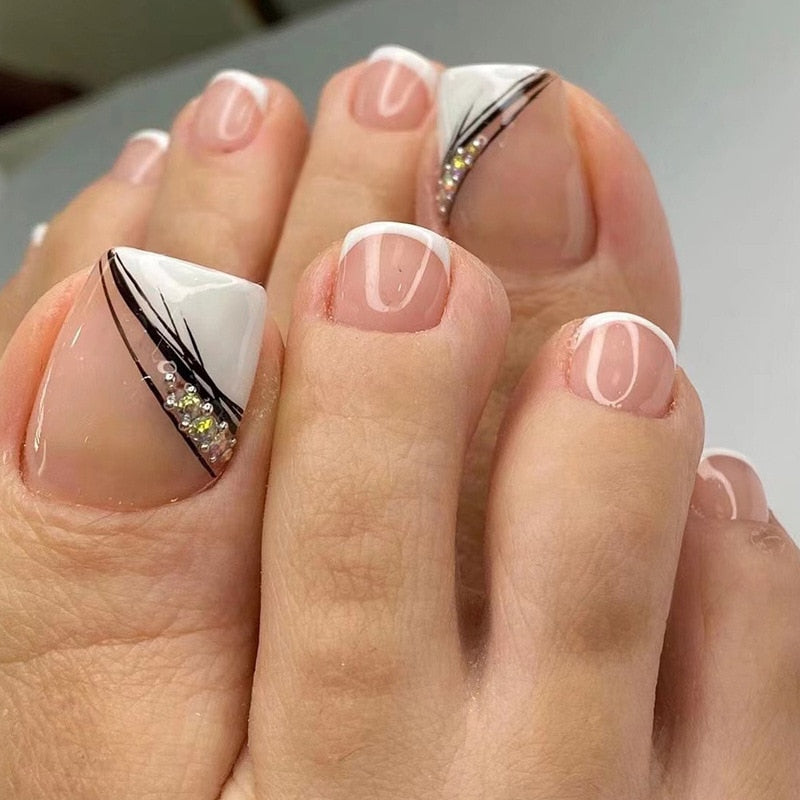 Press On Toenails 2024 Summer False Toenails For girls Cute Nail for Foot Artificial Nail tips Full Cover Nails feet False Nails