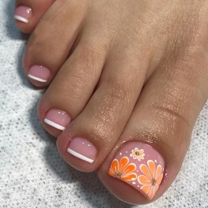 Press On Toenails 2024 Summer False Toenails For girls Cute Nail for Foot Artificial Nail tips Full Cover Nails feet False Nails